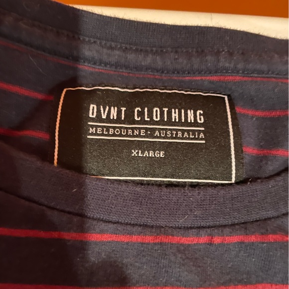 🇦🇺 🩸 Distressed DVNT Striped Tee Shirt Melbourne Blue Red Stripes 🇦🇺 - Picture 7 of 17
